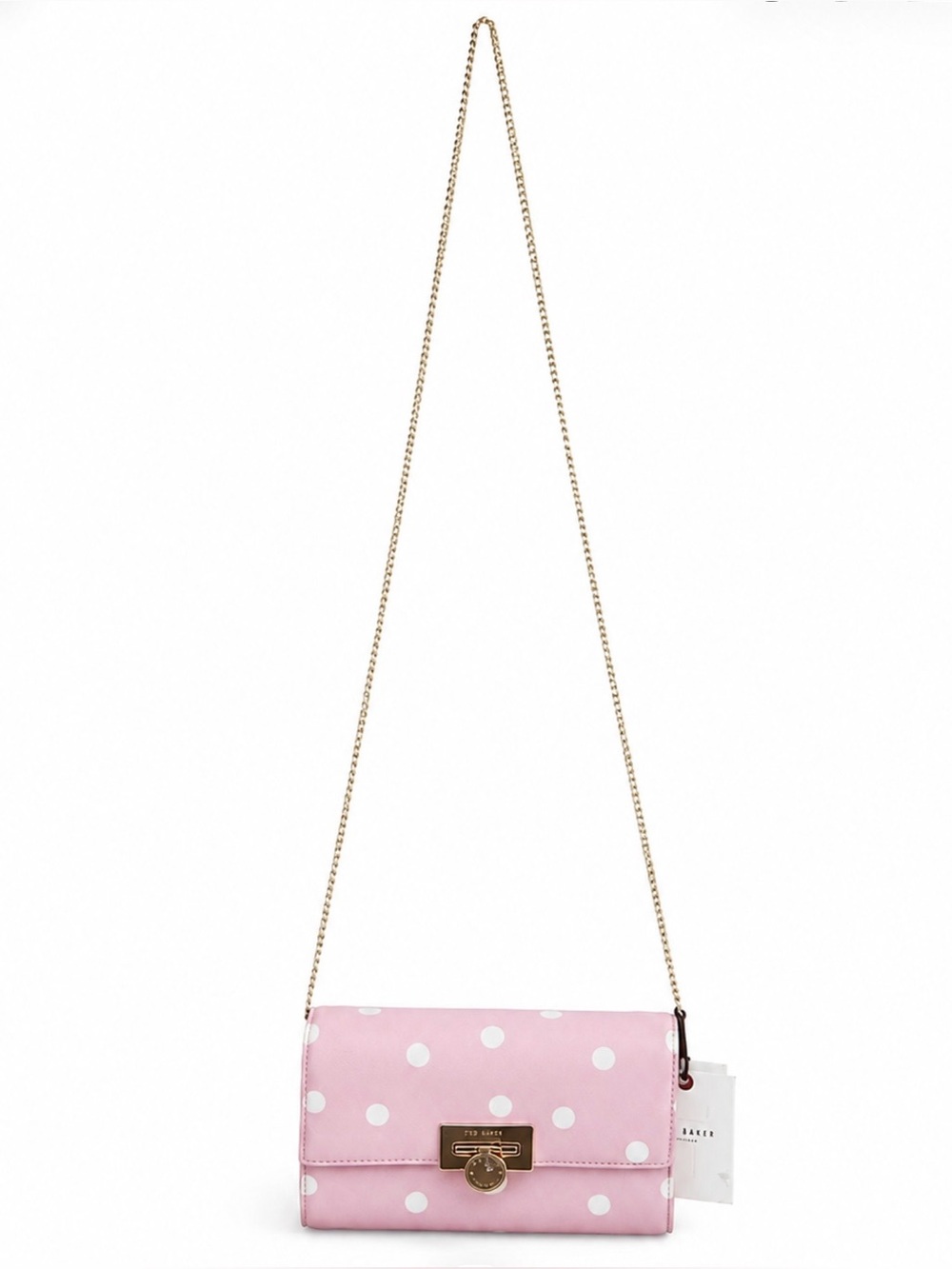 NWT Ted Baker Pink Polka Dot Chain Crossbody Bag